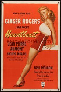 1r431 HEARTBEAT style A 1sh '46 great full length art of super sexy Ginger Rogers!