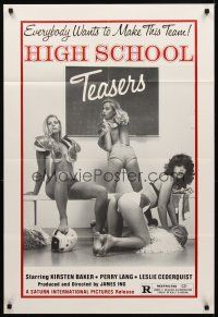 1r444 HIGH SCHOOL TEASERS 1sh '81 sexy cheerleaders in football pads & little else!