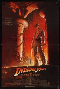 1r478 INDIANA JONES & THE TEMPLE OF DOOM 1sh '84 full-length art of Harrison Ford by Wolfe!