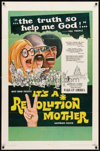 1r492 IT'S A REVOLUTION MOTHER 1sh '70 Aliens biker gang, hippies trying to wake up America!