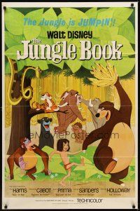 1r501 JUNGLE BOOK 1sh '67 Walt Disney cartoon classic, great image of Mowgli & friends!