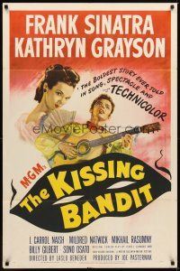 1r509 KISSING BANDIT 1sh '48 art of Frank Sinatra playing guitar & romancing Kathryn Grayson!