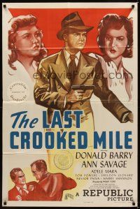 1r523 LAST CROOKED MILE 1sh '46 detective Red Barry, sexy Ann Savage & Adele Mara!