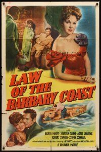 1r529 LAW OF THE BARBARY COAST 1sh '49 sexy Gloria Henry, Stephen Dunne!
