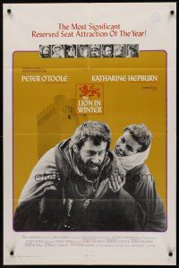 1r539 LION IN WINTER style A 1sh '68 Katharine Hepburn as Eleanor, Peter O'Toole as Henry II!
