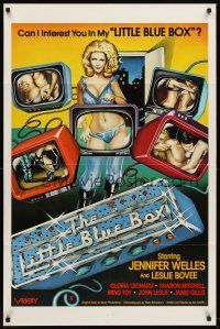 1r541 LITTLE BLUE BOX 1sh '78 sexy artwork of Jennifer Welles in TV screens!