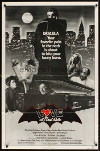 1r552 LOVE AT FIRST BITE 1sh '79 AIP, wacky vampire image of George Hamilton as Dracula!