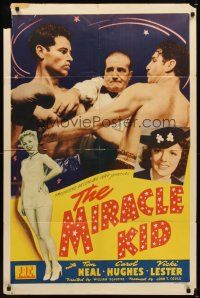 1r602 MIRACLE KID 1sh '41 great close up image of boxer Tom Neal in ring & sexy Carol Hughes!