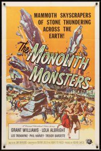 1r613 MONOLITH MONSTERS 1sh '57 classic Reynold Brown sci-fi art of living skyscrapers!