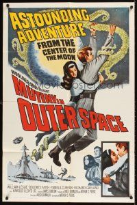 1r623 MUTINY IN OUTER SPACE 1sh '64 wacky sci-fi, astounding adventure from the moon's center!