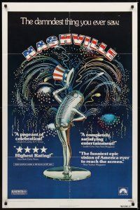 1r632 NASHVILLE 1sh '75 Robert Altman, cool patriotic sexy microphone artwork!