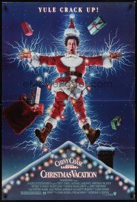 1r635 NATIONAL LAMPOON'S CHRISTMAS VACATION DS 1sh '89 Consani art of Chevy Chase, yule crack up!