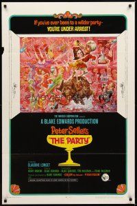 1r689 PARTY style B 1sh '68 Peter Sellers, Blake Edwards, great art by Jack Davis!