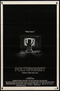 1r707 POLTERGEIST style B 1sh '82 Tobe Hooper, classic, they're here, Heather O'Rourke by TV!
