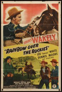 1r734 RAINBOW OVER THE ROCKIES 1sh '46 cowboy Jimmy Wakely with guitar, Lee 'Lasses' White!
