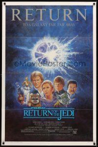 1r744 RETURN OF THE JEDI 1sh R85 George Lucas classic, different montage art by Tom Jung!