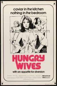 1r783 HUNGRY WIVES 1sh '72 directed by George Romero, Tanenbaum art of sexy Hungry Wives!