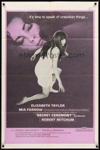 1r784 SECRET CEREMONY 1sh '68 Elizabeth Taylor, Mia Farrow, Robert Mitchum, Joseph Losey directed!