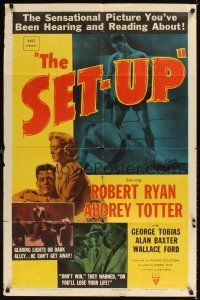 1r792 SET-UP style A 1sh '49 art of fallen boxer Robert Ryan in the ring, Robert Wise classic!