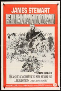 1r807 SHENANDOAH military 1sh '65 James Stewart, Civil War, cool artwork!