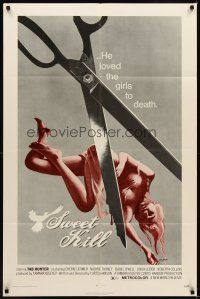 1r865 SWEET KILL 1sh '72 Curtis Hanson directed, wild scissors & sexy girl art!