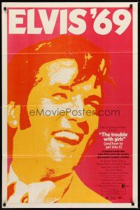 1r914 TROUBLE WITH GIRLS 1sh '69 great gigantic close up art of smiling Elvis Presley!