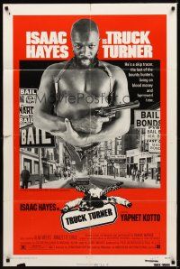 1r915 TRUCK TURNER 1sh '74 AIP, cool image of bounty hunter Isaac Hayes with gun!