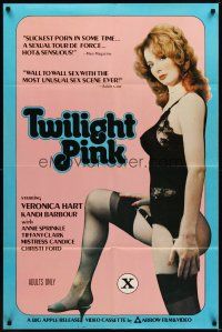 1r921 TWILIGHT PINK video/theatrical 1sh '81 Veronica Hart in sexy black lingerie & nylons!