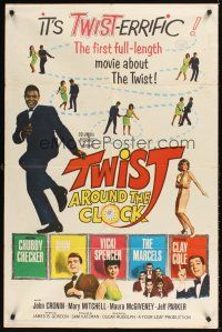 1r923 TWIST AROUND THE CLOCK 1sh '62 Chubby Checker in the first full-length Twist movie!