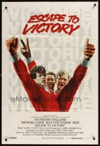 1r935 VICTORY red style int'l 1sh '81 John Huston, Stallone, Caine & Pele, Escape to Victory!