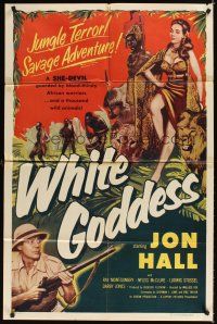1r962 WHITE GODDESS 1sh '53 Wallace Fox directed African adventure, Jon Hall vs sexy she-devil!