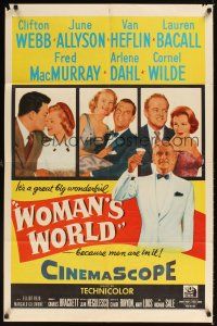 1r985 WOMAN'S WORLD 1sh '54 June Allyson, Van Heflin, Lauren Bacall, MacMurray, Arlene Dahl!