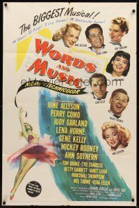 1r989 WORDS & MUSIC 1sh '49 Judy Garland, Lena Horne & musical all-stars, bio of Rodgers & Hart!