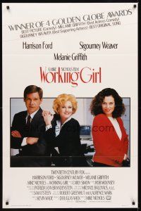 1r990 WORKING GIRL int'l 1sh '88 Harrison Ford, Melanie Griffith & Sigourney Weaver!