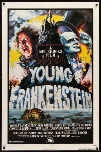 1r995 YOUNG FRANKENSTEIN 1sh '74 Mel Brooks, art of Gene Wilder, Peter Boyle & Marty Feldman!