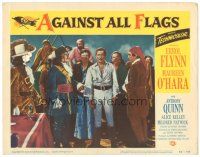 1s224 AGAINST ALL FLAGS LC #4 '52 pirate Anthony Quinn & Errol Flynn on deck w/sailors!
