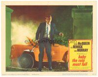 1s243 BABY THE RAIN MUST FALL LC '65 image of Steve McQueen w/shovel after wrecking his car!
