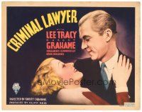 1s032 CRIMINAL LAWYER TC '36 close up of Lee Tracy & sexy blonde Margot Grahame!