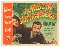 1s049 FALCON IN SAN FRANCISCO TC '45 artwork of detective Tom Conway, he faces the Murder King!