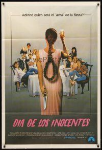 1t304 APRIL FOOLS DAY Argentinean '86 wacky horror, great image of girl with knife & noose hair!