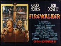 1t055 FIREWALKER subway poster '86 J.D. artwork of explorers Chuck Norris & Lou Gossett!