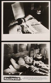 1w523 HALLOWEEN 5 8x10 stills '78 Nancy Kyes on bed with tombstone & jack-o-lantern, classic!