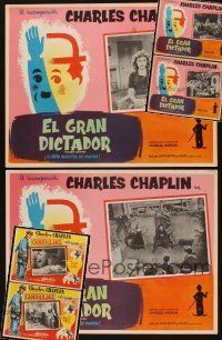 1x120 LOT OF 6 CHARLIE CHAPLIN MEXICAN LOBBY CARDS '50s Great Dictator & Limelight!