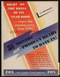 1x005 FOX 1933 campaign book '33 great full-color ads for August through November, Hap Hadley!
