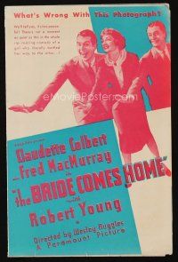 1x486 BRIDE COMES HOME herald '35 Fred MacMurray & Claudette Colbert + Robert Young!