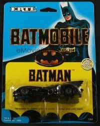 1x219 BATMAN die-cast metal car '89 cool 1/64 scale Batmobile toy with cool info on back!