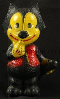 1x256 FELIX THE CAT squeak toy '50s smiling with neon yellow hands and face!