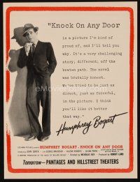 1x345 KNOCK ON ANY DOOR magazine ad '49 Humphrey Bogart, John Derek, directed by Nicholas Ray!