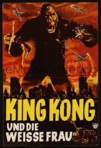 1x287 KING KONG German press sheet R52 classic art of ape holding Fay Wray over New York City!