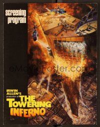 1x356 TOWERING INFERNO screening program '74 Steve McQueen, Paul Newman, art by John Berkey!